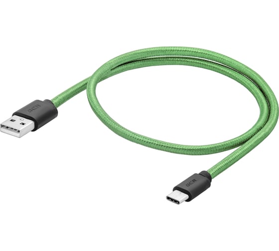 Кабель для зарядки телефона GCR TypeC, 0.5m, зеленый нейлон 50735