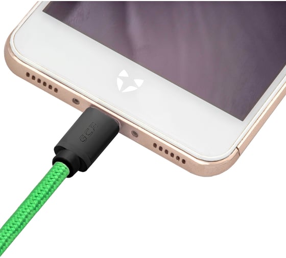 Кабель для зарядки телефона GCR TypeC, 0.5m, зеленый нейлон 50735