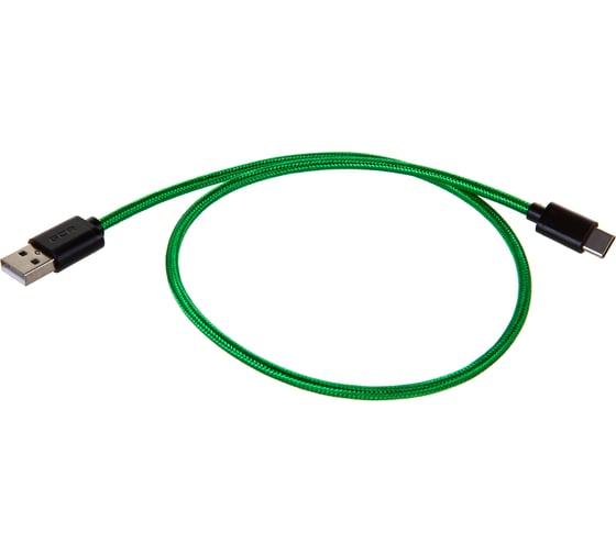 Кабель для зарядки телефона GCR TypeC, 0.5m, зеленый нейлон 50735