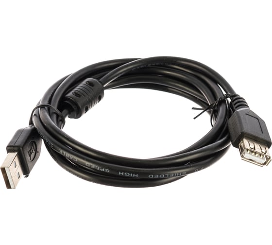 Кабель-удлинитель Cablexpert USB 2.0 Pro, AM/AF, 1.8м, экран, черный CCF-USB2-AMAF-6