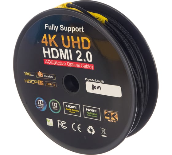 Активный оптический кабель Cablexpert Premium Series HDMI v2.0, 19M/19M, 80м, позол.разъемы, AOC CCBP-HDMI-AOC-80M