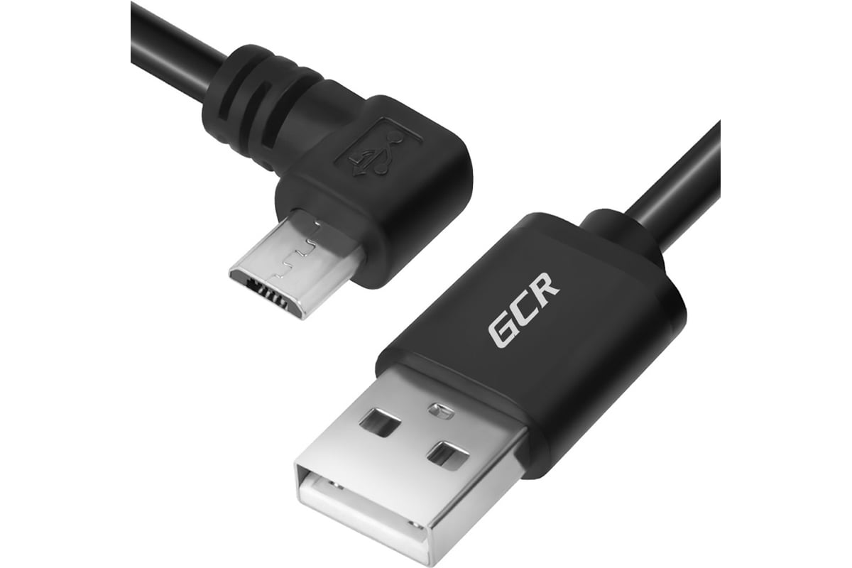 Угловой кабель GCR для зарядки телефона, microUSB, 1.0m, черный  VIVUAI8AMCB6-BB2S-1.0m