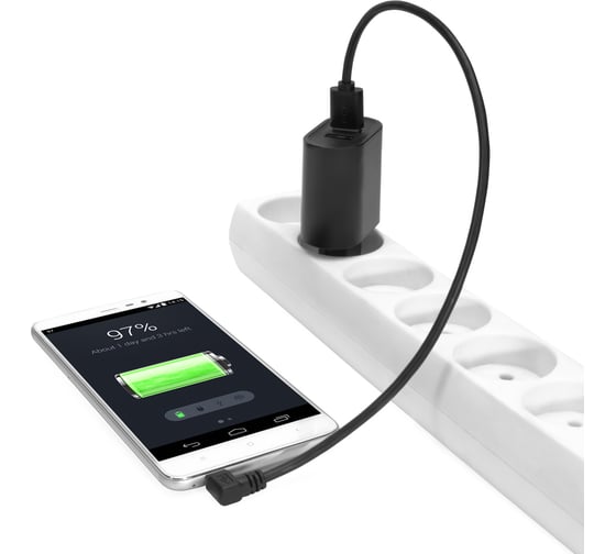 Угловой кабель GCR для зарядки телефона, microUSB, 1.0m, черный VIVUAI8AMCB6-BB2S-1.0m