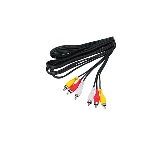 Аудио-видео шнур REXANT 3RCA-3RCA, 5 м, черный 17-0205