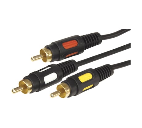 Аудио-видео шнур REXANT 3RCA-3RCA, 1,5 м, черный 17-0212