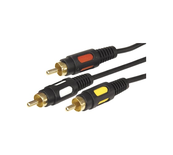 Аудио-видео шнур REXANT 3RCA-3RCA, 1,5 м, черный 17-0212