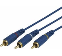 Аудио-видео шнур REXANT 3RCA-3RCA, 1,5 м, синий 17-0202-1