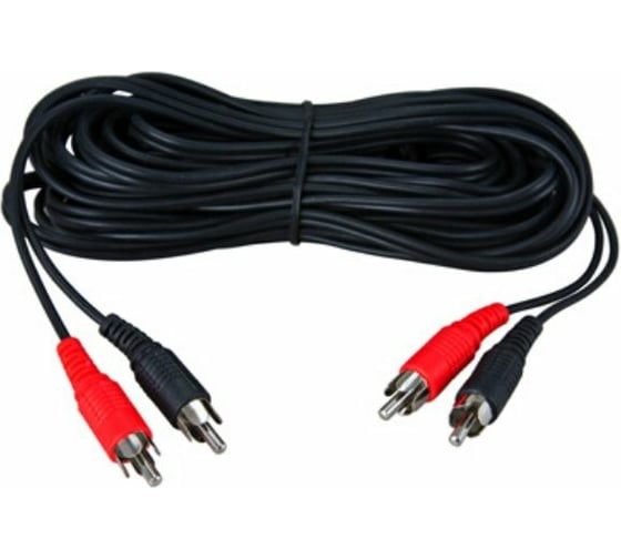 Шнур REXANT 2 RCA - 2 RCA, длина 1 метр, черный 17-0102