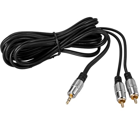 Шнур REXANT Стерео 3,5 мм - 2RCA, 3 м, Gold-металл 17-4224