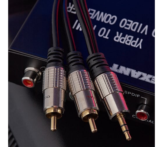 Шнур REXANT Стерео 3,5 мм - 2RCA, 3 м, Gold-металл 17-4224