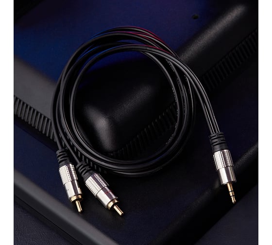 Шнур REXANT Стерео 3,5 мм - 2RCA, 3 м, Gold-металл 17-4224