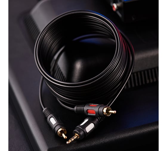 Шнур REXANT Стерео 3,5 мм - 2RCA, 5 м, Gold 17-4235