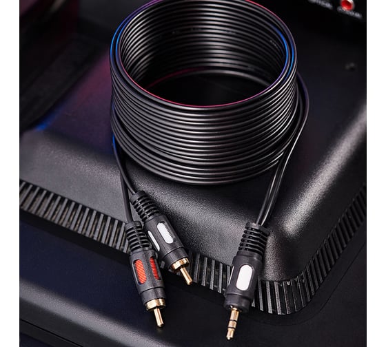 Шнур REXANT Стерео 3,5 мм - 2RCA, 5 м, Gold 17-4235