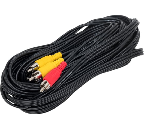 Аудио-видео шнур REXANT 3RCA-3RCA, 7 м, черный 17-0206