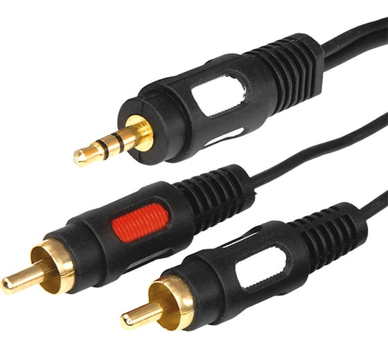 Шнур REXANT Стерео 3,5 мм - 2RCA, 3 м, Gold 17-4234