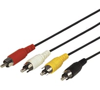 Шнур REXANT 4RCA-4RCA, 1 м, черный 17-0301