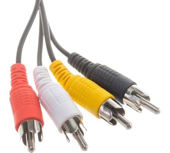Шнур REXANT 4RCA-4RCA, 1 м, черный 17-0301