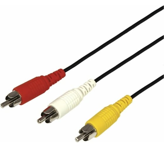 Аудио-видео шнур REXANT 3RCA-3RCA, 3 м, черный 17-0204