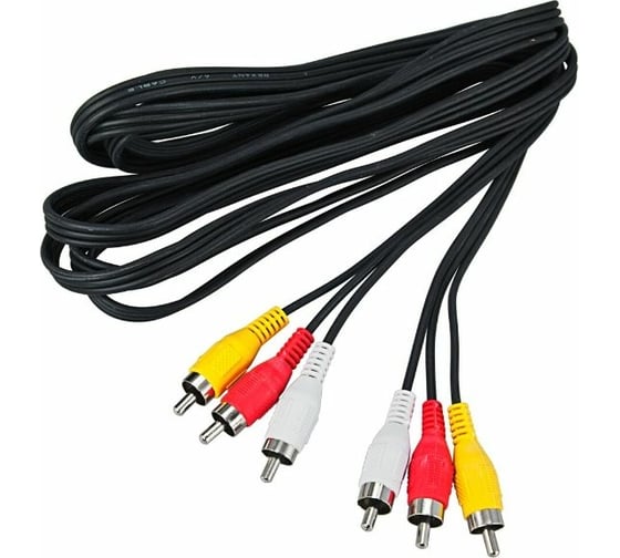 Аудио-видео шнур REXANT 3RCA-3RCA, 3 м, черный 17-0204