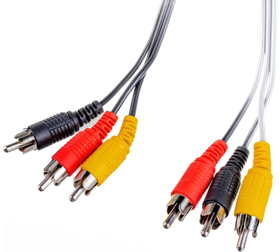 Аудио-видео шнур REXANT 3RCA-3RCA, 3 м, черный 17-0204