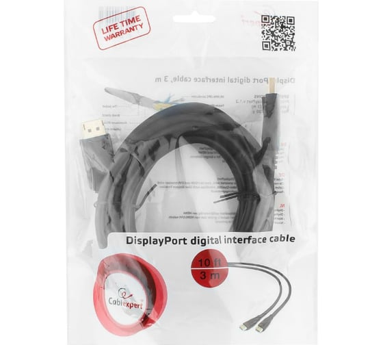 Кабель Cablexpert DisplayPort v1.2, 20M/20M, 3м, черный, экран, пакет CC-DP2-10