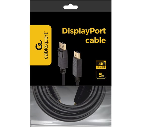Кабель Cablexpert DisplayPort v1.2, 20M/20M, 5м, черный, экран, пакет CC-DP2-5M