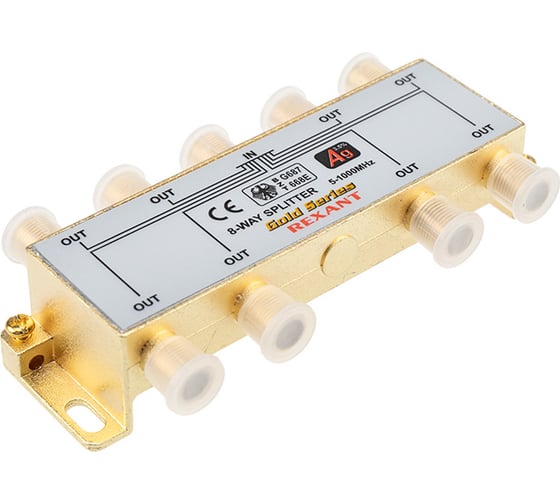 Делитель REXANT ТВ х 8 + 9шт. F BOX 5-1000 МГц  GOLD 05-6105-1