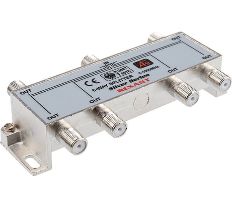 Делитель REXANT ТВx6 под F-разъем 5-1000 МГц Silver 05-6104