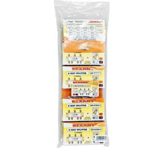 Делитель REXANT ТВ х 6 + 7шт. F BOX  5-1000 МГц GOLD 05-6104-1