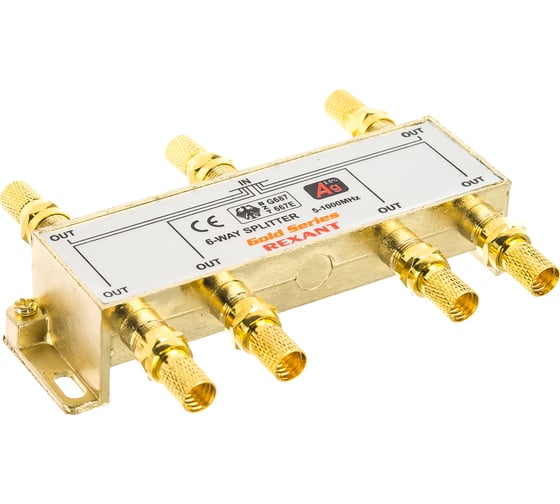 Делитель REXANT ТВ х 6 + 7шт. F BOX  5-1000 МГц GOLD 05-6104-1