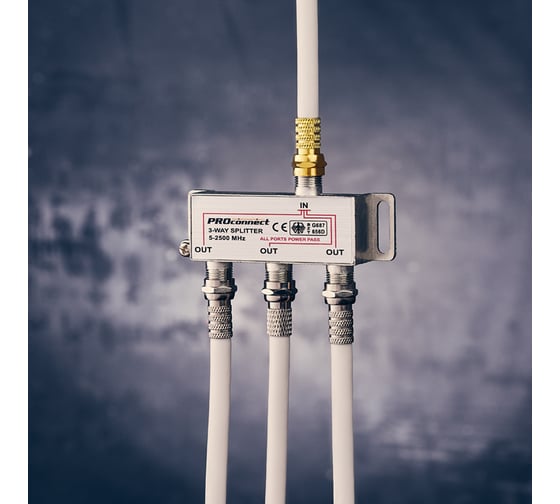 Делитель PROconnect ТВ х 3 под F разъём 5-2500 МГц СПУТНИК 05-6202-4