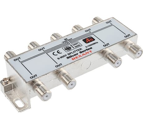 Делитель REXANT ТВ х 8 + 9шт. F BOX 5-1000 МГц Silver 05-6105