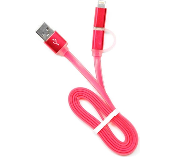 Кабель Cablexpert USB 2.0 AM/microBM 5P - iPhone lightning, 1м, комбо кабель, розовый CC-mAPUSB2pk1m
