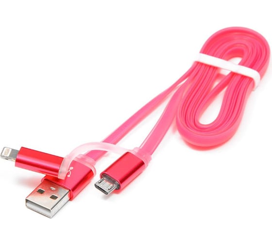 Кабель Cablexpert USB 2.0 AM/microBM 5P - iPhone lightning, 1м, комбо кабель, розовый CC-mAPUSB2pk1m