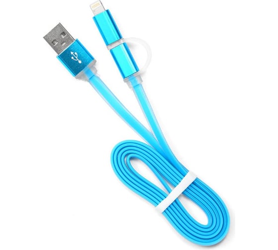 Кабель Cablexpert USB 2.0 AM/microBM 5P - iPhone lightning, 1м, комбо кабель, голубой CC-mAPUSB2bl1m
