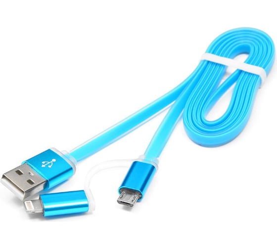 Кабель Cablexpert USB 2.0 AM/microBM 5P - iPhone lightning, 1м, комбо кабель, голубой CC-mAPUSB2bl1m