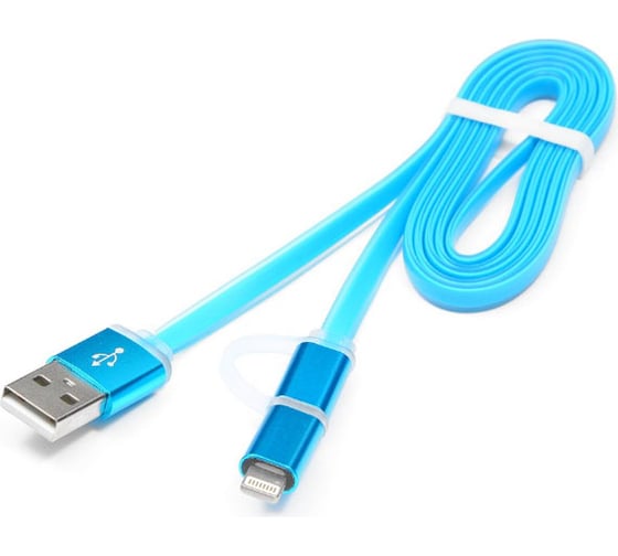 Кабель Cablexpert USB 2.0 AM/microBM 5P - iPhone lightning, 1м, комбо кабель, голубой CC-mAPUSB2bl1m