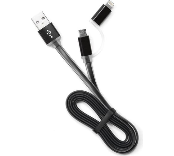 Кабель Cablexpert USB 2.0 AM/microBM 5P - iPhone lightning, 1м, комбо кабель, черный CC-mAPUSB2bk1m 1