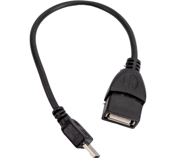Кабель-переходник Cablexpert USB 2.0 OTG, AF/MicroUSB удлиненный (9 мм), медь, Pro, 0.15м, черный, пакет A-OTG-AFBM-03