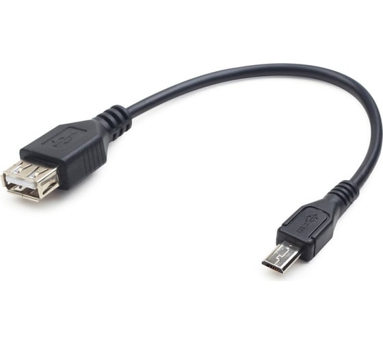 Кабель-переходник Cablexpert USB 2.0 OTG, AF/MicroUSB удлиненный (9 мм), медь, Pro, 0.15м, черный, пакет A-OTG-AFBM-03 1