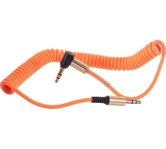 Спиральный аудио кабель Cablexpert Jack 3.5(M)/Jack 3.5(M), угловой, 1.8м, оранжевый, коробка CCAB-02-35MMLC-1.8MO