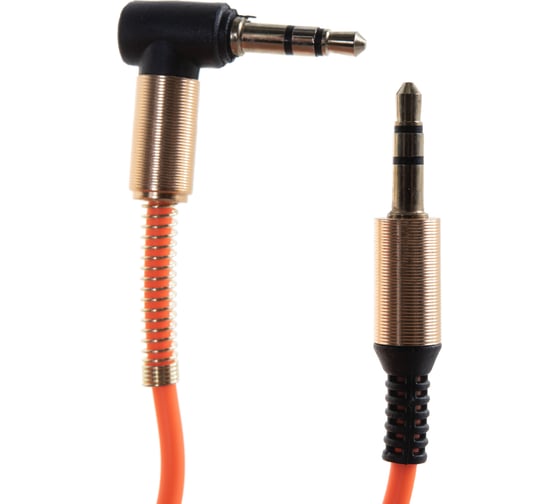 Спиральный аудио кабель Cablexpert Jack 3.5(M)/Jack 3.5(M), угловой, 1.8м, оранжевый, коробка CCAB-02-35MMLC-1.8MO