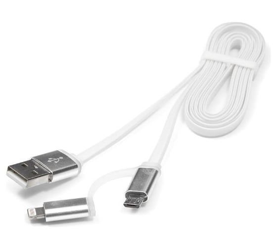 Кабель Cablexpert USB 2.0 AM/microBM 5P - iPhone lightning, 1м, комбо кабель, белый CC-mAPUSB2w1m