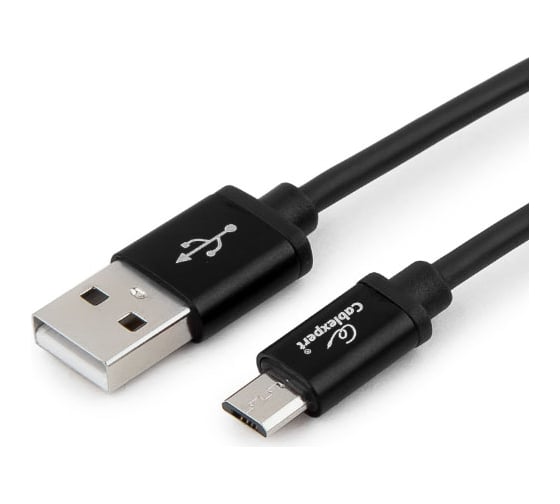 Кабель Cablexpert серия Silver USB 2.0 AM/micro-B, длина 1.8м, черный, блистер CC-S-mUSB01Bk-1.8M