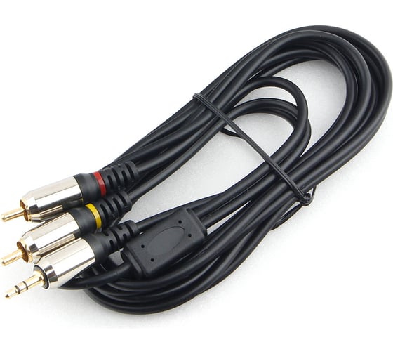 Аудио кабель Cablexpert Jack 3.5(M)/2хRCA(M), Mobile, 3м, черный, коробка CCAB-02-35M2RM-3MB 1