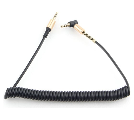 Спиральный аудио кабель Cablexpert Jack 3.5(M)/Jack 3.5(M), угловой, 1.8м, черный, коробка CCAB-02-35MMLC-1.8MB 1