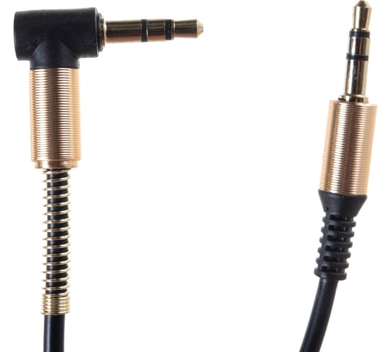 Спиральный аудио кабель Cablexpert Jack 3.5(M)/Jack 3.5(M), угловой, 1.8м, черный, коробка CCAB-02-35MMLC-1.8MB