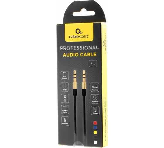 Аудио кабель Cablexpert Jack 3.5(M)/Jack 3.5(M), Mobile, 1м, черный, коробка CCAB-01-35MM-1MB