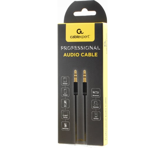 Аудио кабель Cablexpert Jack 3.5(M)/Jack 3.5(M), Mobile2, 1м, черный, коробка CCAB-02-35MM-1MB