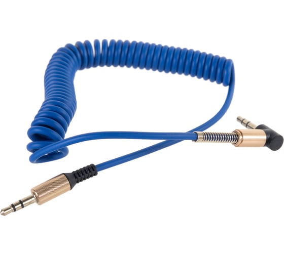 Кабель аудио Cablexpert спиральный Jack 3.5(M)/Jack 3.5(M), угловой, 1.8м, синий, коробка CCAB-02-35MMLC-1.8MU